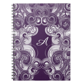 Initial Monogram Letter Abstract Rolling Purple Notebook