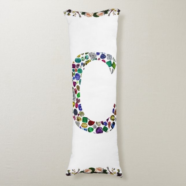 Initial Monogram Letter C Trendy Body Pillow (Front Vertical)