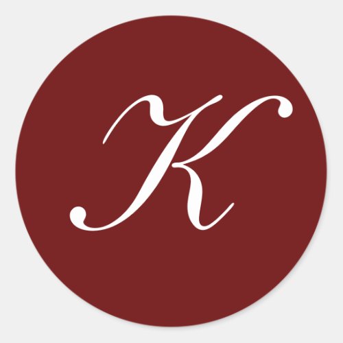 Initial monogram letter K Classic Round Sticker