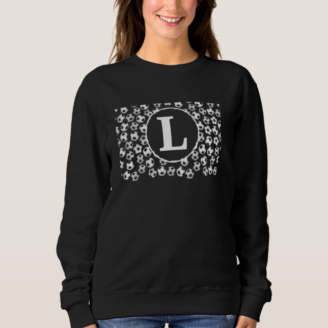 initial monogram letter L soccer balls pattern foo Sweatshirt (Front)