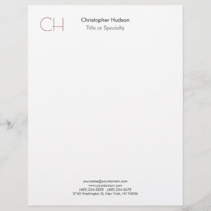 Initial Monogram Modern Minimalist Plain Simple Letterhead