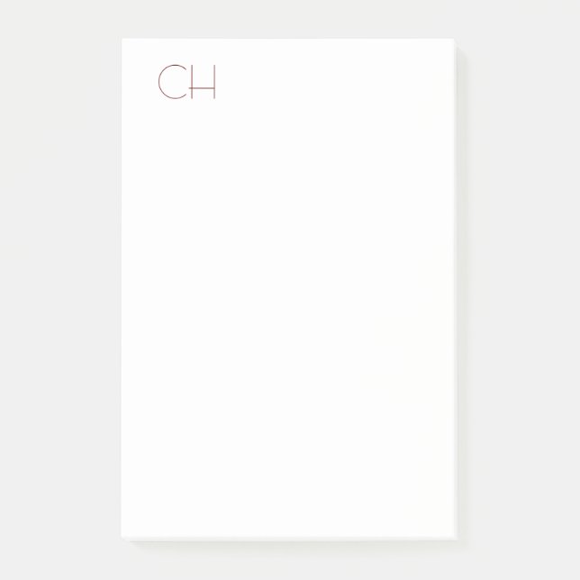 Initial Monogram Modern Minimalist Plain Simple Post-it Notes (Front)