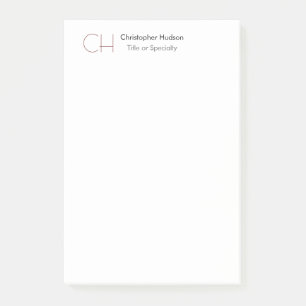 Initial Monogram Modern Minimalist Plain Simple Post-it Notes