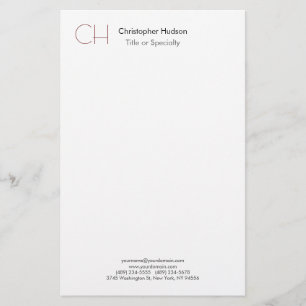 Initial Monogram Modern Minimalist Plain Simple Stationery