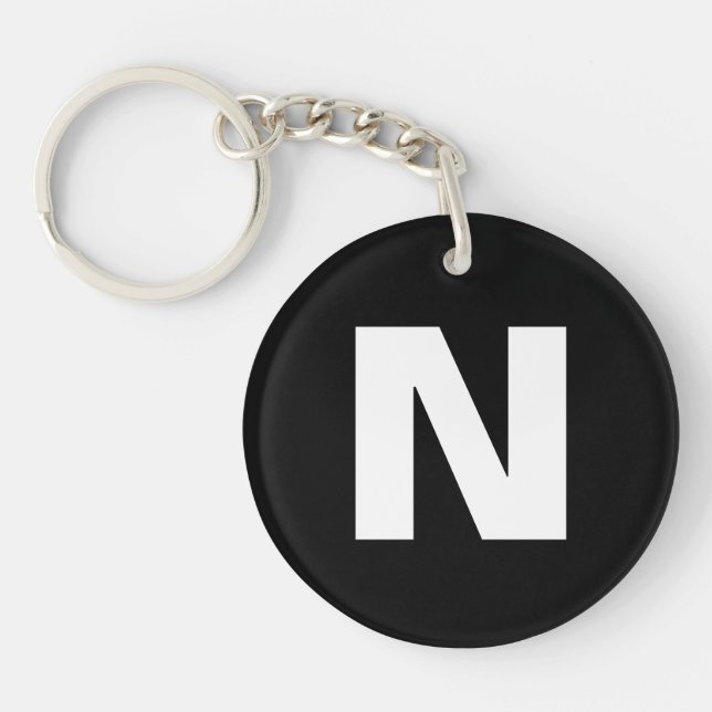 Initial Monogram | Modern Stylish Trendy Letter  Keychain (Front)
