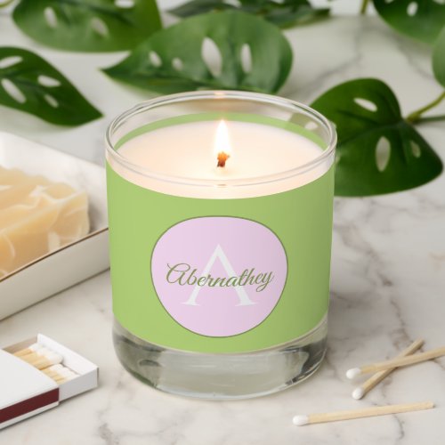 Initial Monogram & Name Pastel Green Background