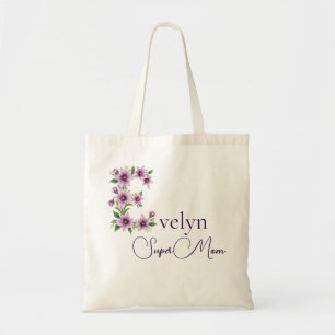 Initial Monogram + Name Super Mom Tote Bag