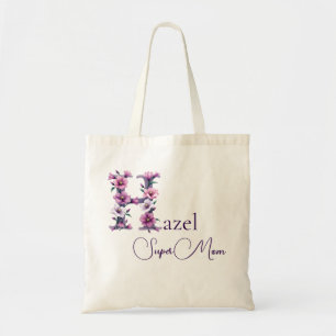 Initial Monogram + Name Super Mom Tote Bag