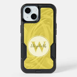 Initial Monogram Name Yellow Abstract Custom iPhone 15 Case