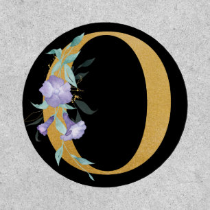 Initial Monogram O Gold Alphabet Letter Purple Patch