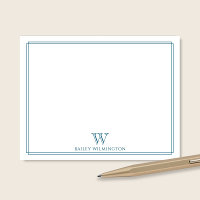 Initial Monogram Ocean Blue Border Professional
