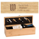 Initial Monogram Personalized Bamboo Wine Box<br><div class="desc">Sustainable bamboo makes a wonderful gift for the ecology-minded person and this Bamboo Wine Bottle Presentation Box is a sure winner. Featuring four quality wine tools with bamboo handles and permanent laser engraving for a fun and personalized design,  this wine set stands out.</div>