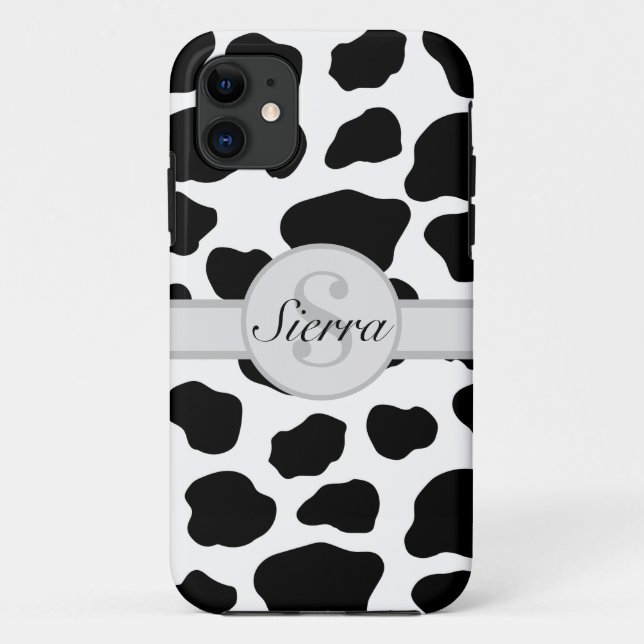 Initial Monogram Personalized Cow Print Case-Mate iPhone Case (Back)