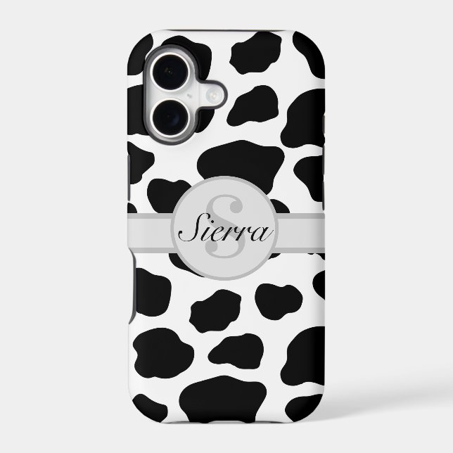 Initial Monogram Personalized Cow Print Iphone Case (Back)