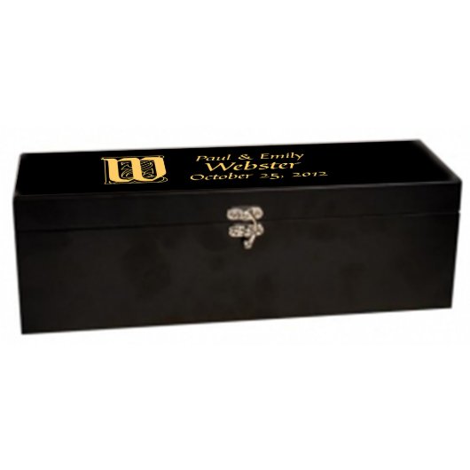 Initial Monogram Personalized Matte Black Wine Box (3/4)