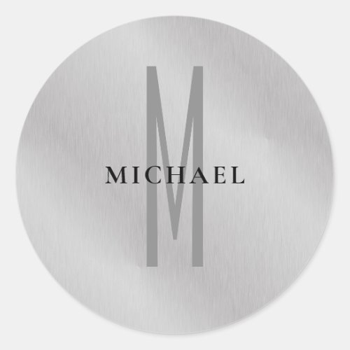 Initial monogram professional plain add your name classic round sticker