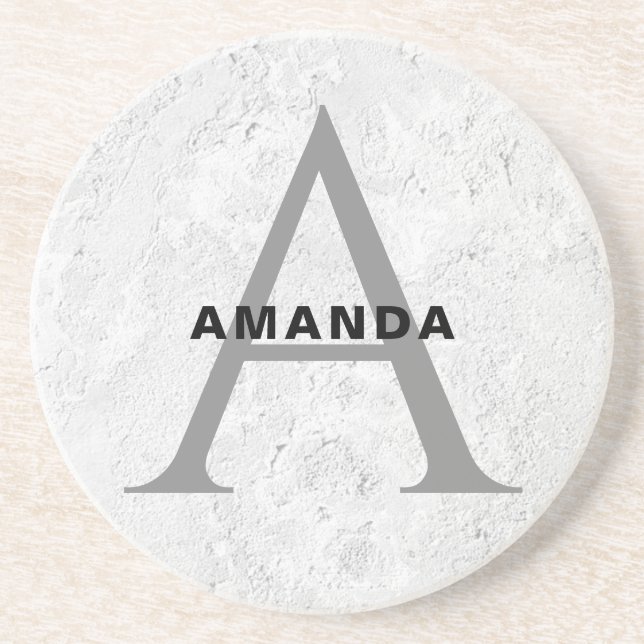 Initial monogram professional plain add your name coaster (Front)