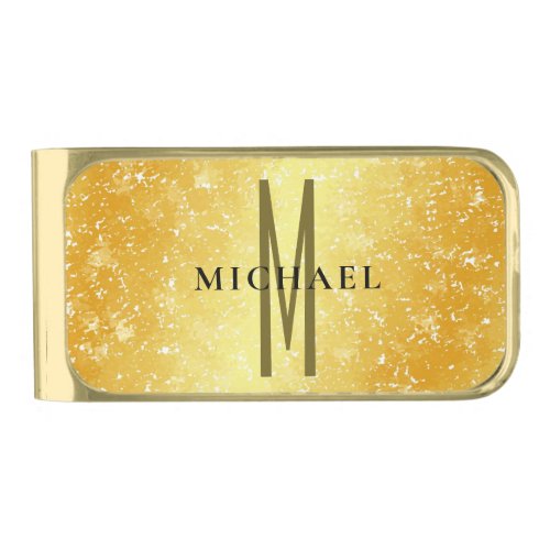 Initial monogram professional plain add your name gold finish money clip