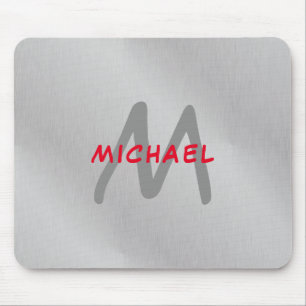 Initial monogram professional plain add your name mouse pad