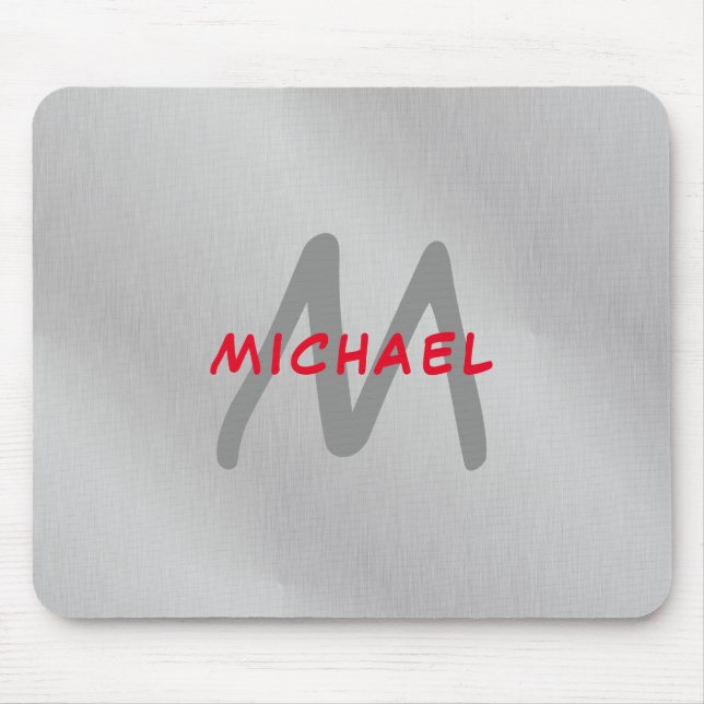 Initial monogram professional plain add your name mouse pad (Front)