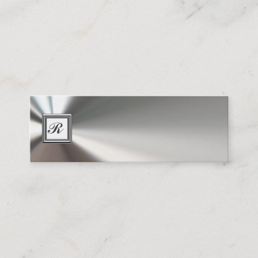 Customizable Initial Monogram Silver Metal Business Cards
