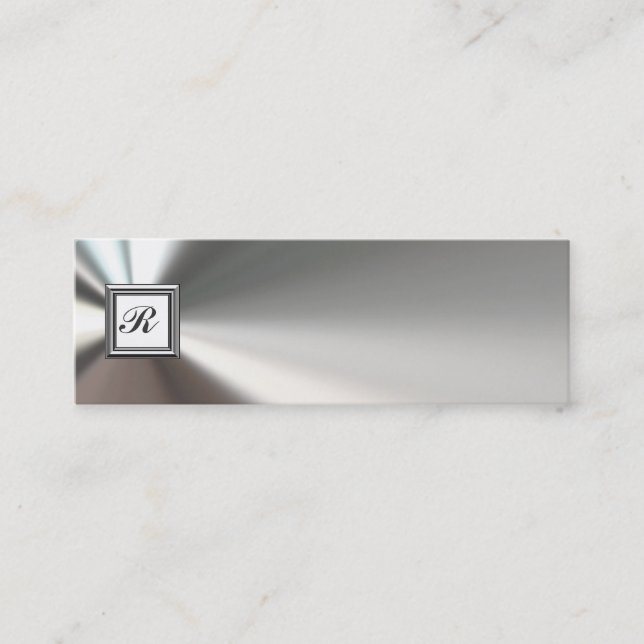 Initial Monogram Silver Metal Business Cards (Front)