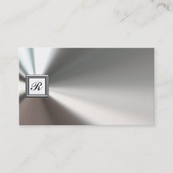 Initial Monogram Silver Metal Business Cards by mvdesigns at Zazzle