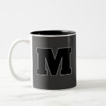 Initial Monogram Simple Minimalist Modern Elegant  Two-Tone Coffee Mug<br><div class="desc">Initial Monogram Simple Minimalist Modern Elegant Coffee Mug Black on Black Monogram Initial – Simple, Minimalist, Modern Two-Tone Coffee Mug Sip in style with this sleek black-on-black monogram coffee mug, designed for lovers of minimalism and modern elegance. Featuring a bold initial in a clean, contemporary font, this two-tone mug blends...</div>