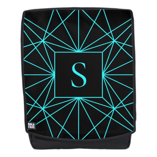 Initial Monogram  Turquoise Geometric Design Backpack