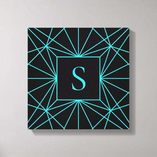 Initial Monogram  Turquoise Geometric Design Canvas Print