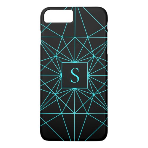 Initial Monogram  Turquoise Geometric Design iPhone 8 Plus7 Plus Case