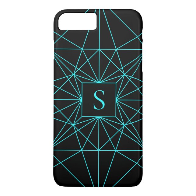 Initial Monogram | Turquoise Geometric Design Case-Mate iPhone Case (Back)