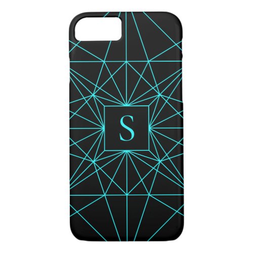 Initial Monogram  Turquoise Geometric Design iPhone 87 Case