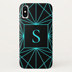 Initial Monogram   Turquoise Geometric Design iPhone X Case