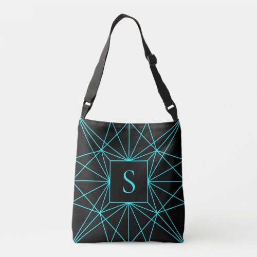 Initial Monogram  Turquoise Geometric Design Crossbody Bag