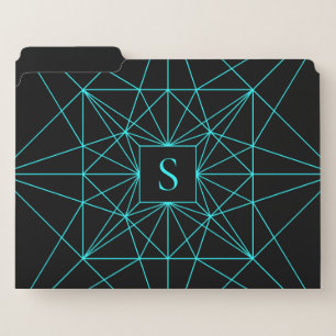 Initial Monogram Turquoise Geometric Design File Folder