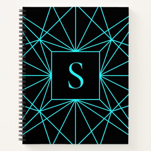 Initial Monogram  Turquoise Geometric Design Notebook