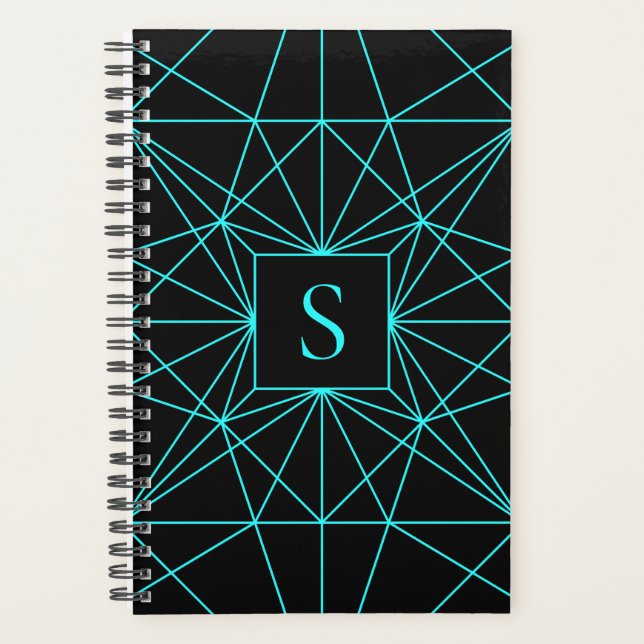 Initial Monogram | Turquoise Geometric Design Planner (Front)