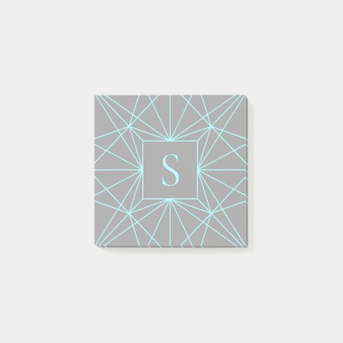 Initial Monogram  Turquoise Geometric Design Post_it Notes