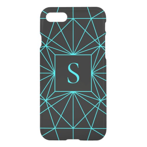 Initial Monogram  Turquoise Geometric Design iPhone SE87 Case