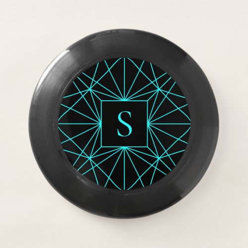 Initial Monogram  Turquoise Geometric Design Wham_O Frisbee