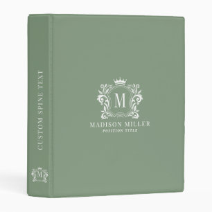 Initial monogram White crest scrolls crown Mini Binder