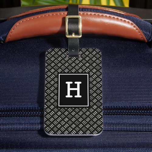 Initial Monogrammed Black White Luggage Tag