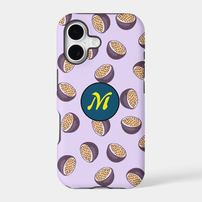 Initial monogrammed cute passion fruits purple iphone case (Back)
