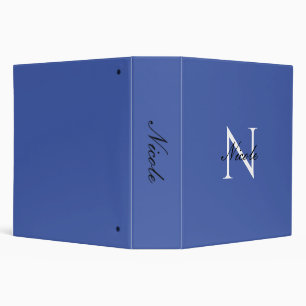 Initial Monogrammed Handwritten Own Name Blue 3 Ring Binder