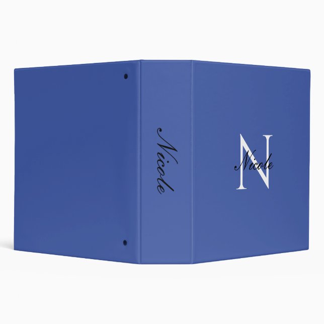 Initial Monogrammed Handwritten Own Name Blue 3 Ring Binder (Background)