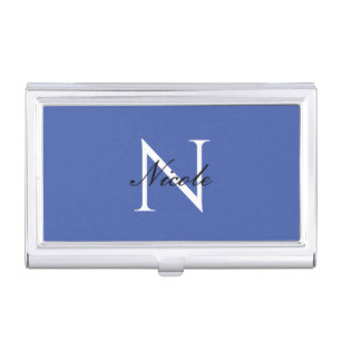 Initial Monogrammed Handwritten Own Name Blue Business Card Case