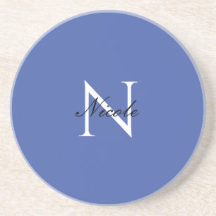 Initial Monogrammed Handwritten Own Name Blue Coaster
