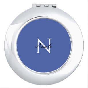 Initial Monogrammed Handwritten Own Name Blue Compact Mirror