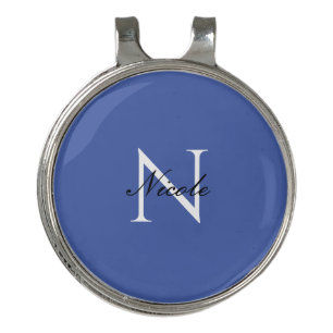 Initial Monogrammed Handwritten Own Name Blue Golf Hat Clip